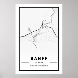 Affiche Banff Alberta Carte de la ville de voyage Modern S
