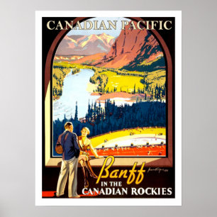 Affiche Banff dans les rochers canadiens, voyage vintage