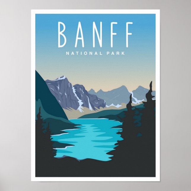 Affiche Banff National Park Vintage Travel Illustration (Devant)
