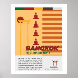 Affiche Bangkok style rétro Thailande Mur Art
