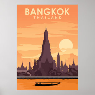 Affiche Bangkok Thailand Digital Travel Illustration