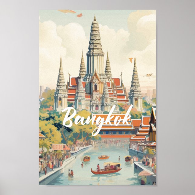 Affiche Bangkok Thaïlande célèbre lieu de voyage (Devant)