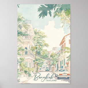 Affiche Bangkok Thaïlande Illustration de peinture Gouache