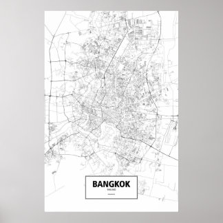 Affiche Bangkok, Thaïlande (noir sur blanc)