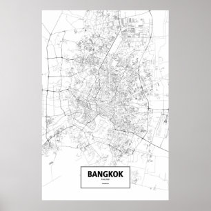 Affiche Bangkok, Thaïlande (noir sur le blanc)