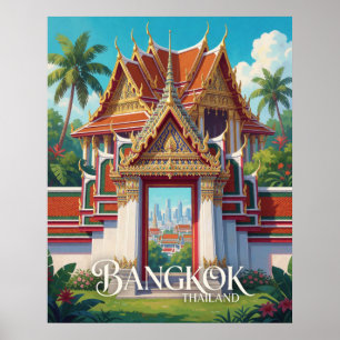 Affiche Bangkok Thaïlande Portail de temple thaïlandais Vo
