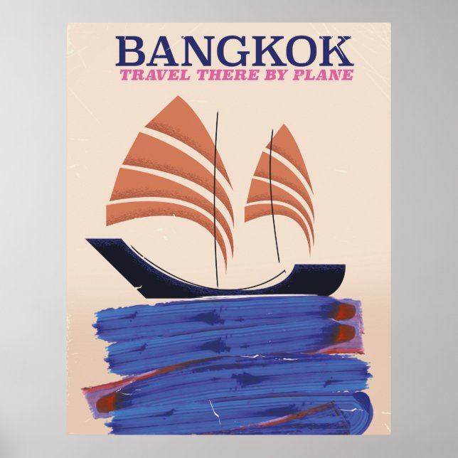 Affiche Bangkok "Voyage là-bas par avion" (Devant)