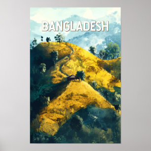 Affiche Bangladesh Illustration Voyage Art Vintage