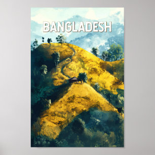 Affiche Bangladesh Illustration Voyage Art Vintage
