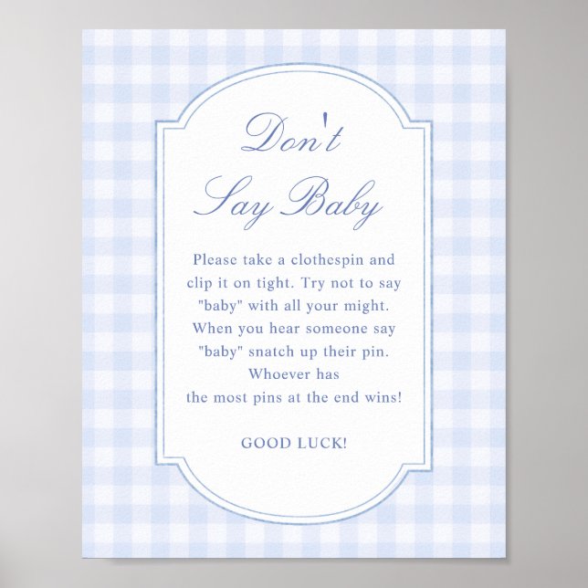 Affiche Bannière Baby Shower Bleu Ne Dis Pas Bébé (Devant)
