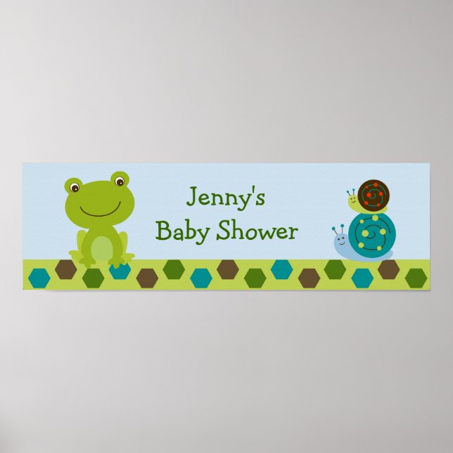 Affiche Bannière Baby shower de grenouilles à fleurs (Devant)