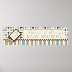 Affiche Bannière Baby shower Dot & Stripe Garçon
