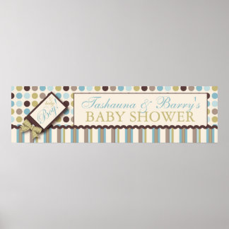 Affiche Bannière Baby shower Dot & Stripe Garçon