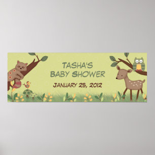 Affiche Bannière Baby shower forestier enchanté