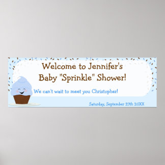 Affiche Bannière Bébé Sprinkle En Blues