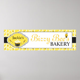 Affiche Bannière commerciale de la boulangerie d'abeilles