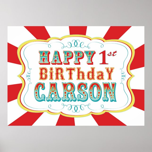 Affiche Bannière d'anniversaire de Carson pour le Carnaval (Devant)