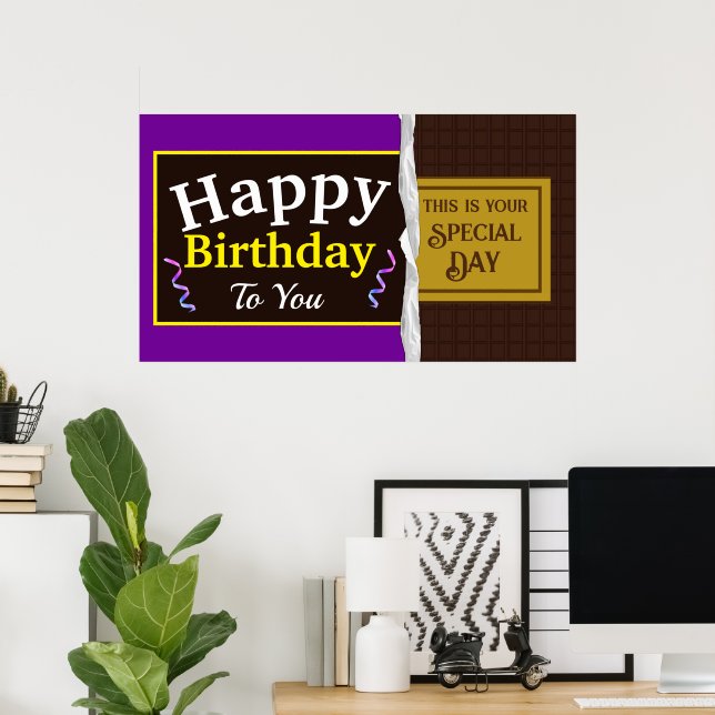 Affiche Bannière d'anniversaire de la barre chocolatée per (Bureau à domicile)