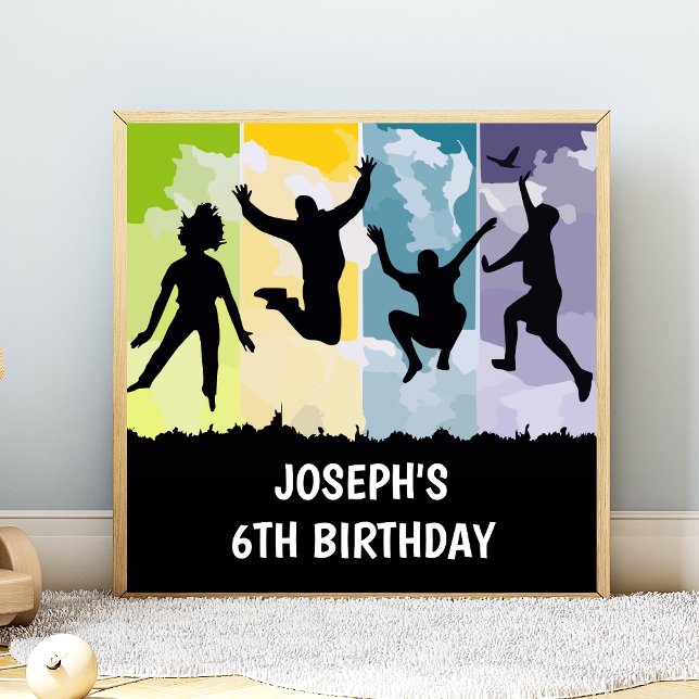 Affiche Bannière d'anniversaire de trampoline pour enfants (Créateur téléchargé)
