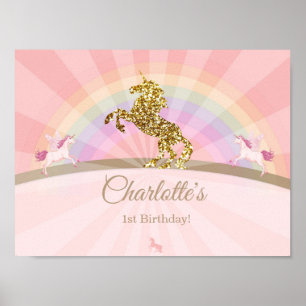 Affiche Bannière d'anniversaire licorne Licorne baby sho