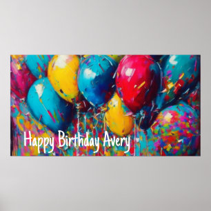 Affiche Bannière d'anniversaire personnalisée   Ballons co