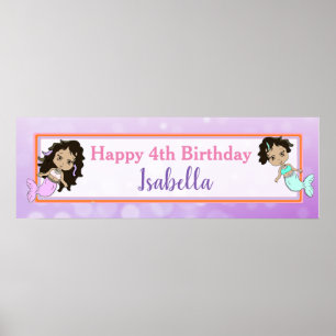 Affiche Bannière d'anniversaire personnalisée pour sirène