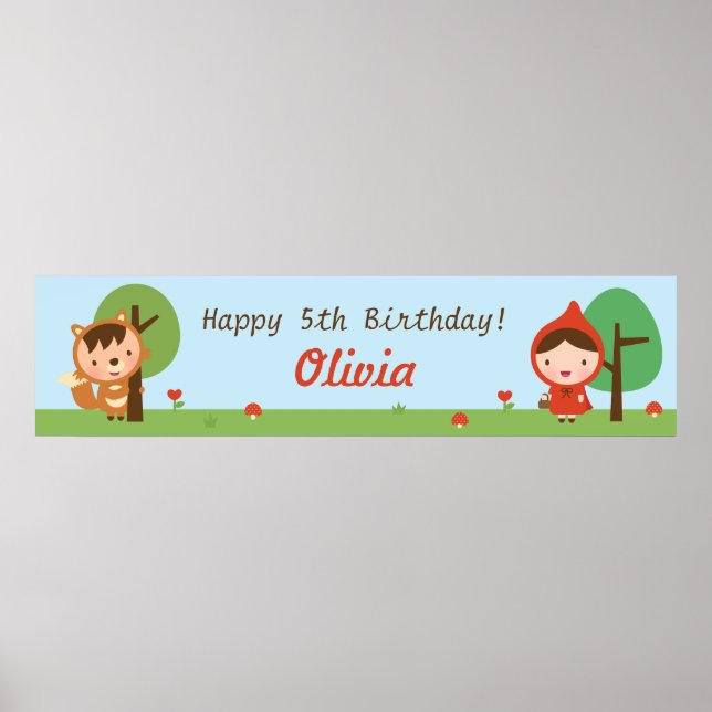 Affiche Bannière d'anniversaire pour filles du Petit Chape (Devant)