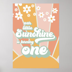 Affiche Bannière d'anniversaire Rétro Notre petit soleil a