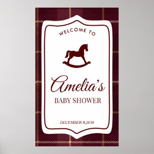 Affiche Bannière de Baby Shower Cheval à Bascule Personnal