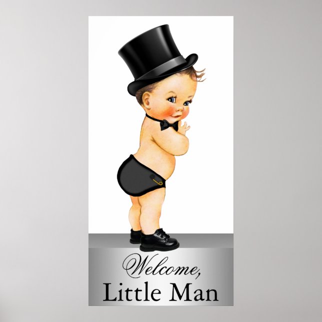Affiche Bannière de Baby shower mignonne Little Man (Devant)