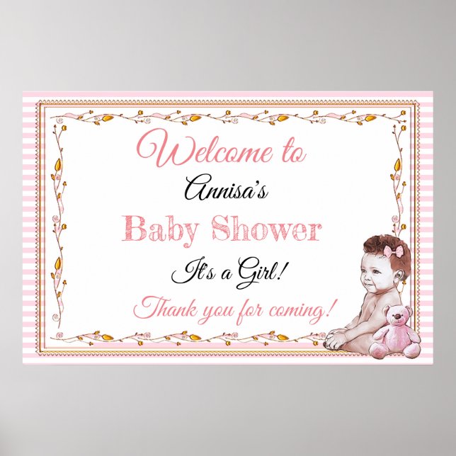 Affiche Bannière de Baby shower personnalisée (Devant)