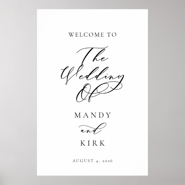 Affiche Bannière de bienvenue de mariage à l'écriture mini (Devant)