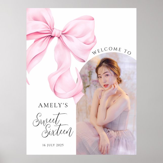 Affiche Bannière de bienvenue photo pour un Sweet Seize an (Devant)