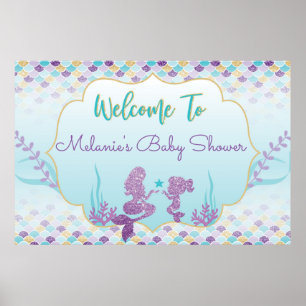 Affiche Bannière de Bienvenue pour Baby Shower Sirène