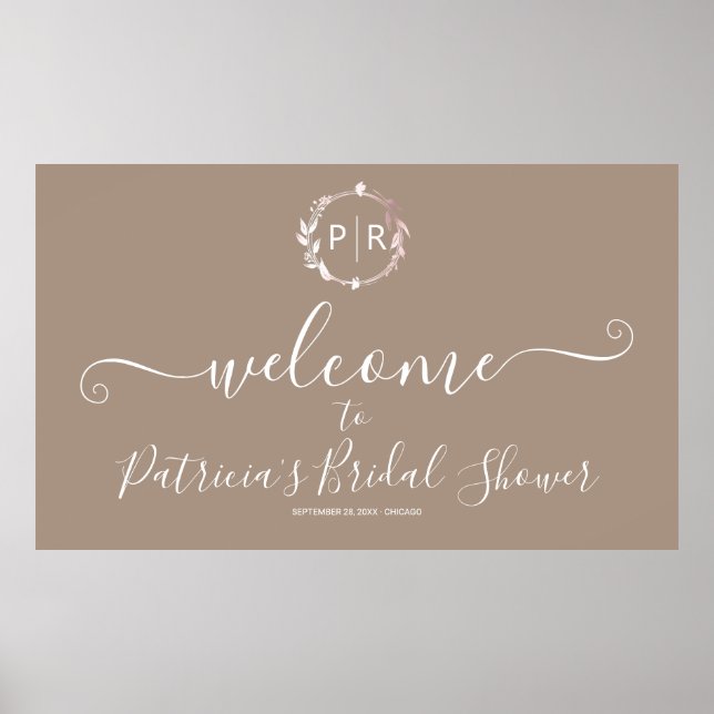 Affiche Bannière de bienvenue pour un mariage Monogram Sho (Devant)