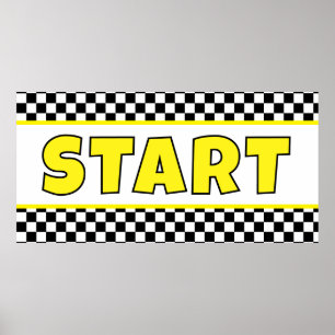 Affiche Bannière de départ de course noir et blanc