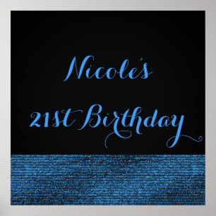 Affiche Bannière de fête à paillettes Glam moderne bleu et