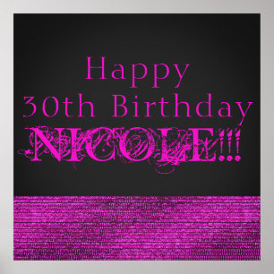 Affiche Bannière de fête à paillettes Glam moderne rose et