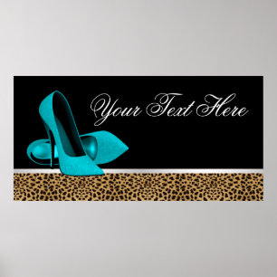 Affiche Bannière de fête chaussures à talons hauts bleu sa