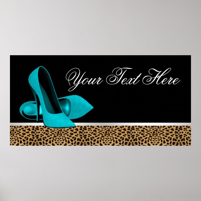 Affiche Bannière de fête chaussures à talons hauts bleu sa (Devant)