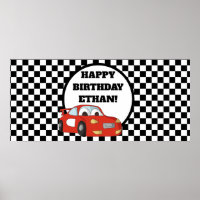 Bannière de fête d'anniversaire de voiture de cour