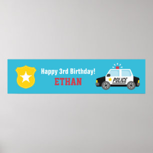 Affiche Bannière de fête d'anniversaire pour enfants Voitu