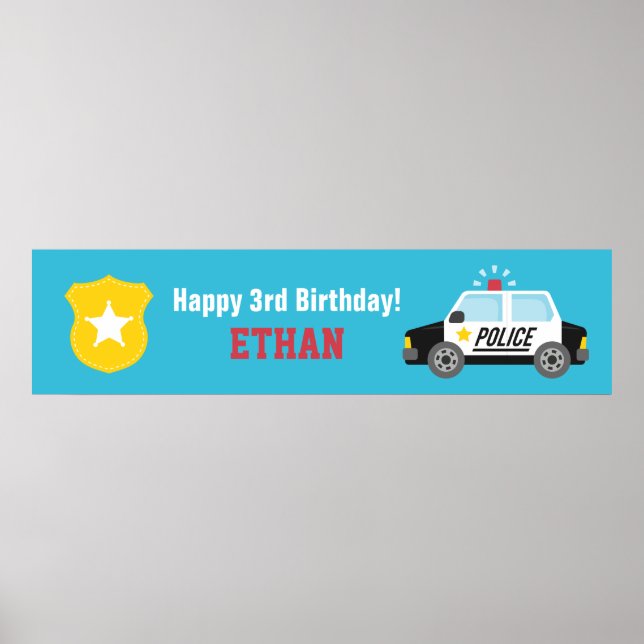 Affiche Bannière de fête d'anniversaire pour enfants Voitu (Devant)