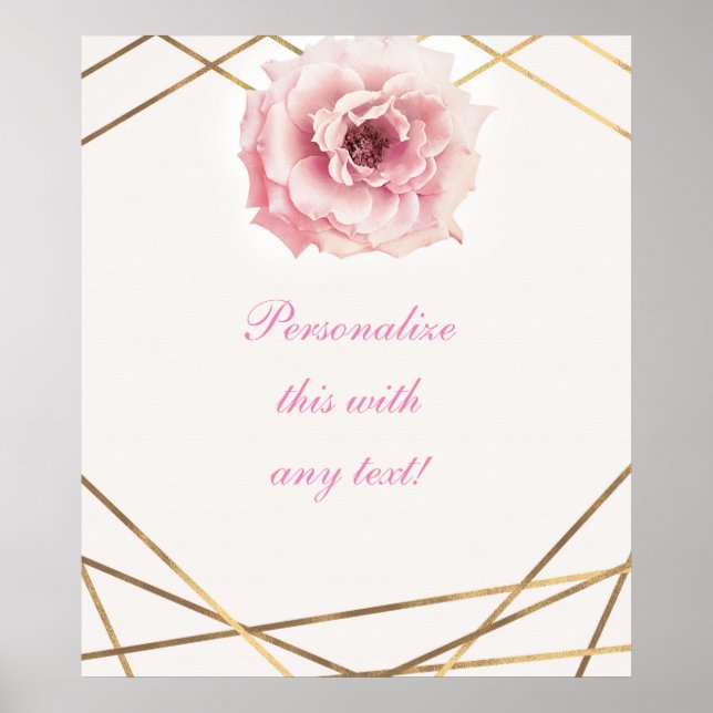 Affiche Bannière de Fête de Mariage Élégante Fleurs Rose e (Devant)