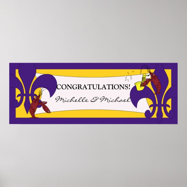 Affiche Bannière de fête écrevisses Fleur de Lis Jaune Vio (Devant)