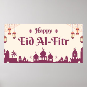 Affiche Bannière de fête Eid Mubarak joyeuse 