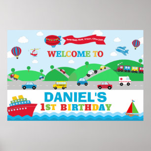 Affiche Bannière de fond d'anniversaire de transport garço