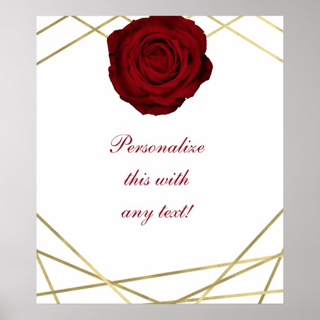 Affiche Bannière de mariage de fête florale de lignes roug (Devant)