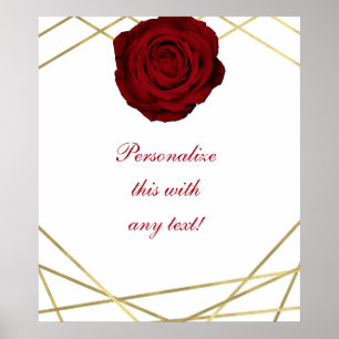 Affiche Bannière de mariage floral aux lignes roses rouges