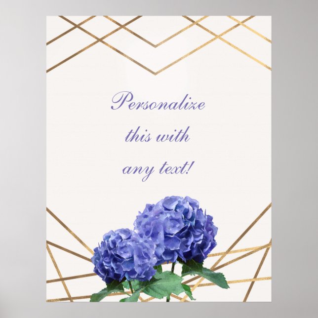 Affiche Bannière de mariage florale élégante Hydrangea et  (Devant)